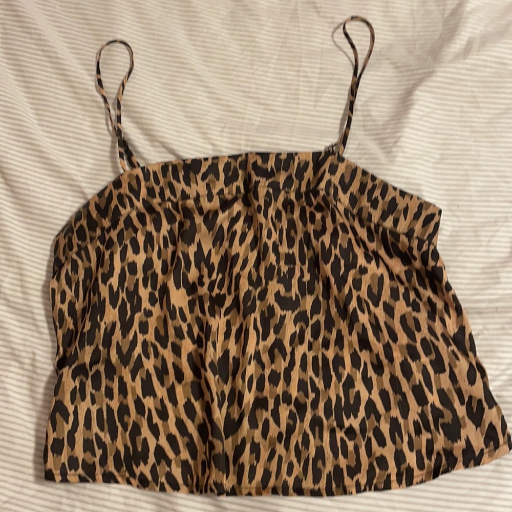 Mini cheetah babydoll blouse with spaghetti strap